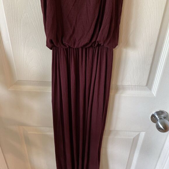 Lush Maxi Dress Sleeveless Surplice Neckline Pleated Plum Deep V Neck Purple S - Picture 4 of 11